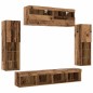 vidaXL Set di 8 Unità Muro TV con LED Legno Antico Legno Ingegnerizzato vidaXL Set di 8 Unità Muro TV con LED Legno Antico Legno Ingegnerizzato