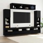 vidaXL Set di Unità TV da Muro 8 Pezzi con LED Quercia Nera Legno Ingegnerizzato