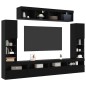 vidaXL Set di Unità TV da Muro 8 Pezzi con LED Quercia Nera Legno Ingegnerizzato