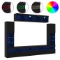 vidaXL Set di Unità TV da Muro 8 Pezzi con LED Quercia Nera Legno Ingegnerizzato