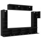 vidaXL Set di Unità TV da Muro 8 Pezzi con LED Quercia Nera Legno Ingegnerizzato