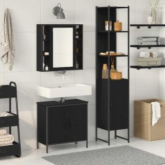 Armadio Lavabo vidaXL Rovere Nero 60x30x60 cm Legno Ingegnerizzato
