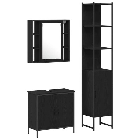 Armadio Lavabo vidaXL Rovere Nero 60x30x60 cm Legno Ingegnerizzato