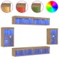 vidaXL Unità TV da 8 pezzi con luci LED in legno ingegnerizzato e finitura in rovere artigianale