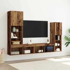Mobile TV vidaXL con luci LED Legno invecchiato 40.5x30x102 cm