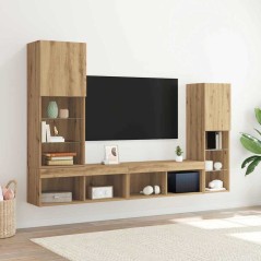 Mobile TV vidaXL con luci LED Rovere Artigianale 40.5x30x102 cm