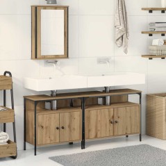 vidaXL Set di mobili da bagno 3 pezzi Rovere artigianale Legno ingegnerizzato