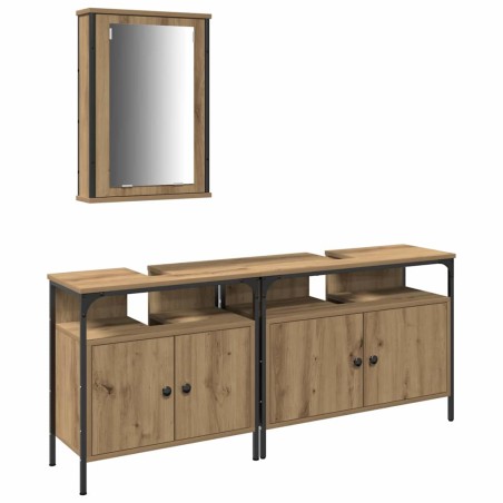vidaXL Set di mobili da bagno 3 pezzi Rovere artigianale Legno ingegnerizzato
