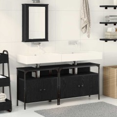 vidaXL Set di mobili per bagno 3 pezzi in legno ingegnerizzato rovere nero