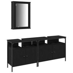 vidaXL Set di mobili per bagno 3 pezzi in legno ingegnerizzato rovere nero