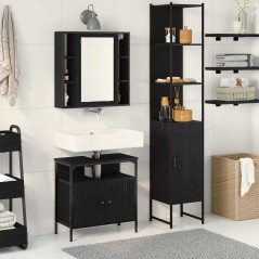 vidaXL Set di mobili da bagno in 3 pezzi - Legno ingegnerizzato rovere nero