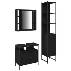 vidaXL Set di mobili da bagno in 3 pezzi - Legno ingegnerizzato rovere nero