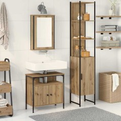 vidaXL Set di mobili da bagno in rovere a 3 pezzi