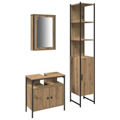 vidaXL Set di mobili da bagno in rovere a 3 pezzi