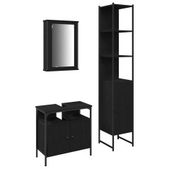 vidaXL Set di Mobili da Bagno in 3 Pezzi in Rovere Nero - Legno Ingegnerizzato