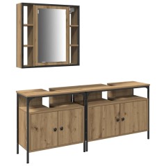 vidaXL Armadio da bagno con specchio Set di 3 Rovere artigianale