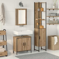 vidaXL Set di mobili da bagno 3 pezzi in rovere artigianale in legno ingegnerizzato