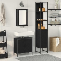 vidaXL Set di mobili da bagno 3 pezzi in legno ingegnerizzato color quercia nera