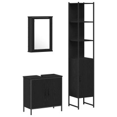 vidaXL Set di mobili da bagno 3 pezzi in legno ingegnerizzato color quercia nera