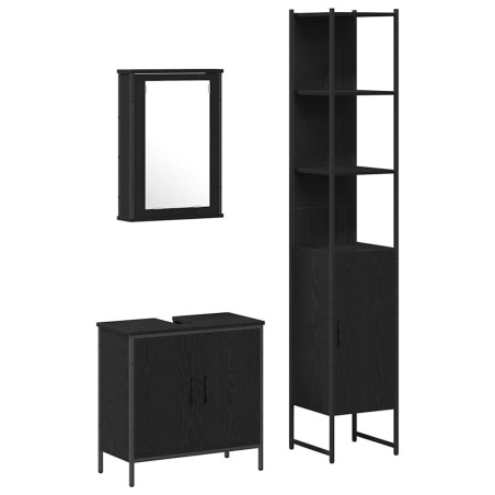 vidaXL Set di mobili da bagno 3 pezzi in legno ingegnerizzato color quercia nera