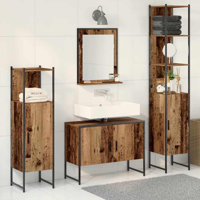 vidaXL Set di Mobili da Bagno 4 Pezzi Legno Invecchiato Legno Ingenerizzato vidaXL Set di Mobili da Bagno 4 Pezzi Legno Invecchiato Legno Ingenerizzato