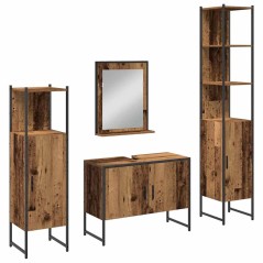 vidaXL Set di Mobili da Bagno 4 Pezzi Legno Invecchiato Legno Ingenerizzato