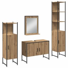 vidaXL Set di Mobili da Bagno 4 Pezzi Rovere Artigianale Legno Ingegnerizzato