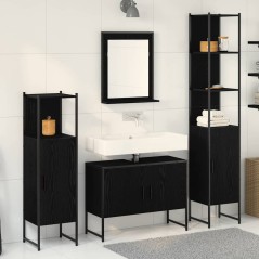 vidaXL Set di Mobili da Bagno 4 Pezzi Rovere Nero Legno Ingegnerizzato