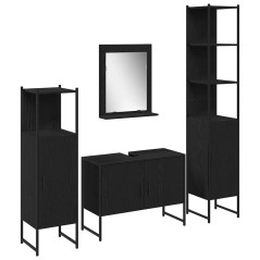 vidaXL Set di Mobili da Bagno 4 Pezzi Rovere Nero Legno Ingegnerizzato