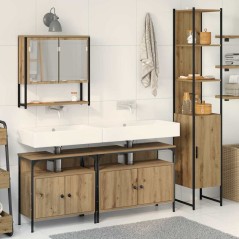 vidaXL Set di Mobili da Bagno in 4 Pezzi in Rovere Massello e Legno Ingegnerizzato