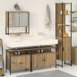 vidaXL Set di Mobili da Bagno in 4 Pezzi in Rovere Massello e Legno Ingegnerizzato