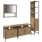 vidaXL Set di Mobili da Bagno in 4 Pezzi in Rovere Massello e Legno Ingegnerizzato