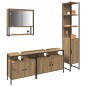 vidaXL Set di Mobili da Bagno in 4 Pezzi in Rovere Massello e Legno Ingegnerizzato