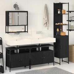 vidaXL Set di mobili da bagno in 4 pezzi - rovere nero, realizzati in legno ingegnerizzato.