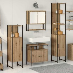 vidaXL Set di mobili da bagno in 4 pezzi in rovere.
