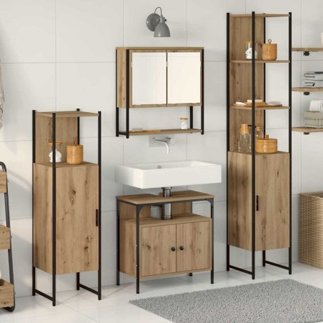 vidaXL Set di mobili da bagno in 4 pezzi in rovere.