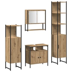vidaXL Set di mobili da bagno in 4 pezzi in rovere.