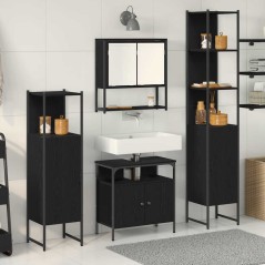 vidaXL Set mobili bagno 4 pezzi - Rovere nero