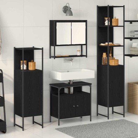 vidaXL Set mobili bagno 4 pezzi - Rovere nero