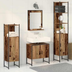 vidaXL Set di mobili da bagno 4 pezzi Legno invecchiato Legno ingegnerizzato