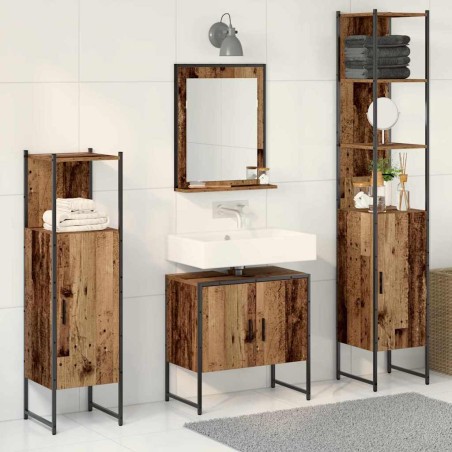 vidaXL Set di mobili da bagno 4 pezzi Legno invecchiato Legno ingegnerizzato