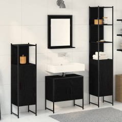 vidaXL Set di mobili per bagno 4 pezzi rovere nero - Legno ingegnerizzato