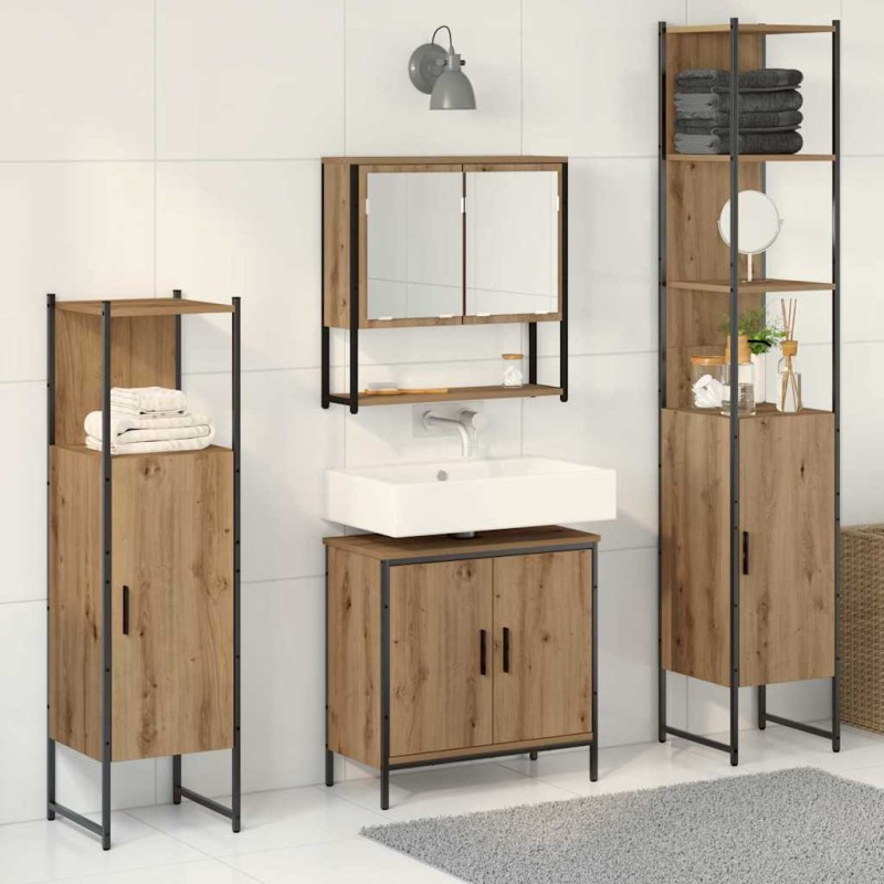 vidaXL Set mobili bagno 4 pezzi in rovere artigianale in legno ingegnerizzato