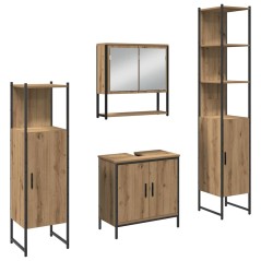 vidaXL Set mobili bagno 4 pezzi in rovere artigianale in legno ingegnerizzato