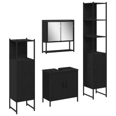 vidaXL Set Mobili Bagno 4 Pezzi Quercia Nera Legno Ingegnerizzato