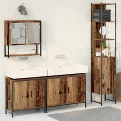 vidaXL Set di mobili da bagno 4 pezzi - Legno vecchio - Legno ingegnerizzato