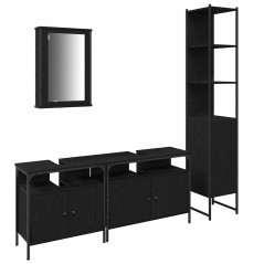vidaXL Set di mobili da bagno in 4 pezzi rovere nero - Legno ingegnerizzato