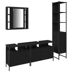 vidaXL Set di mobili da bagno in 4 pezzi in legno rovere nero