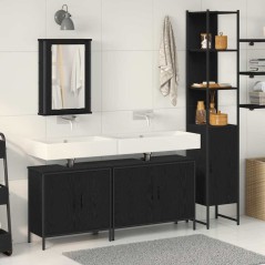 vidaXL Set di mobili da bagno 4 pezzi in legno ingegnerizzato rovere nero