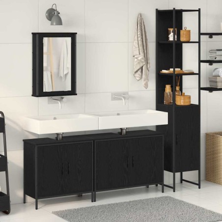 vidaXL Set di mobili da bagno 4 pezzi in legno ingegnerizzato rovere nero